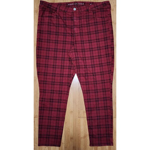 American Eagle Next Level Stretch Hi Rise Jegging Flannel Red Jeans Women's 24